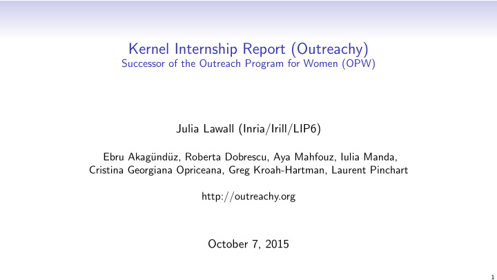 kernel internship report outreachy
