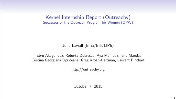kernel internship report outreachy