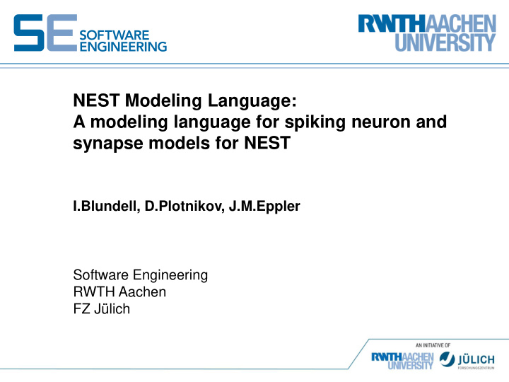 nest modeling language a modeling language for spiking