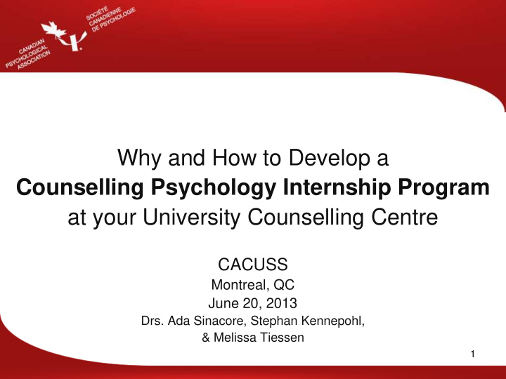 why and how to develop a counselling psychology