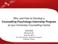 why and how to develop a counselling psychology