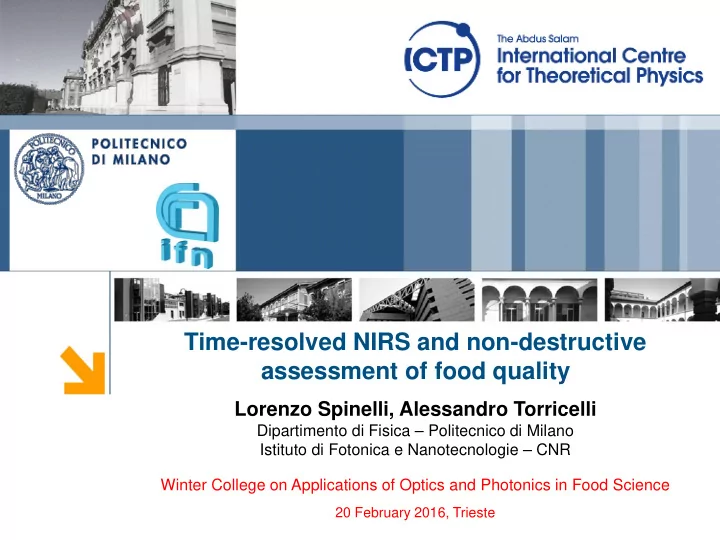 time resolved nirs and non destructive assessment of food