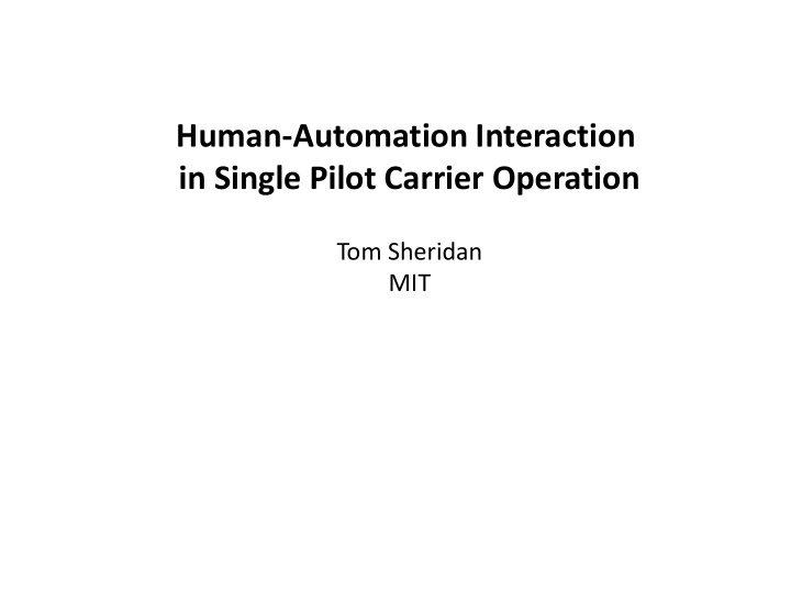 in single pilot carrier operation