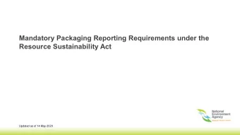 Mandatory Packaging Reporting Requirements under the  Resource Sustainability Act  Updated as of 14