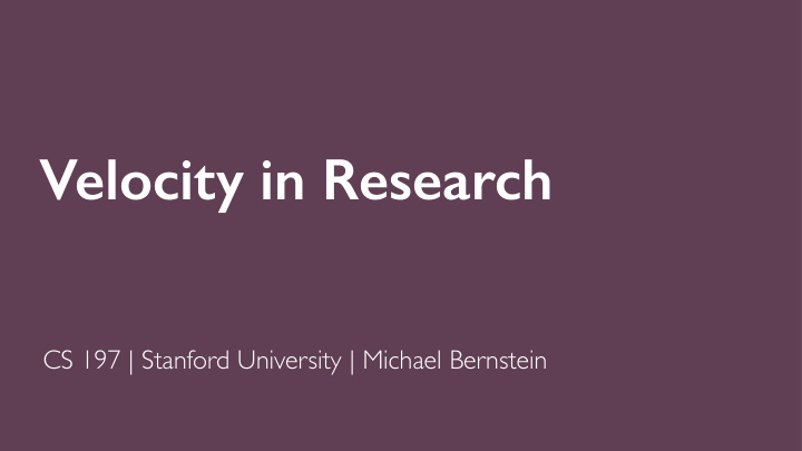 velocity in research