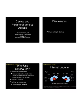 Disclosures  Central and  Peripheral Venous  Access  I have nothing to disclose  Gavin Budhram,