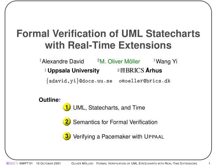 formal verification of uml statecharts with real time