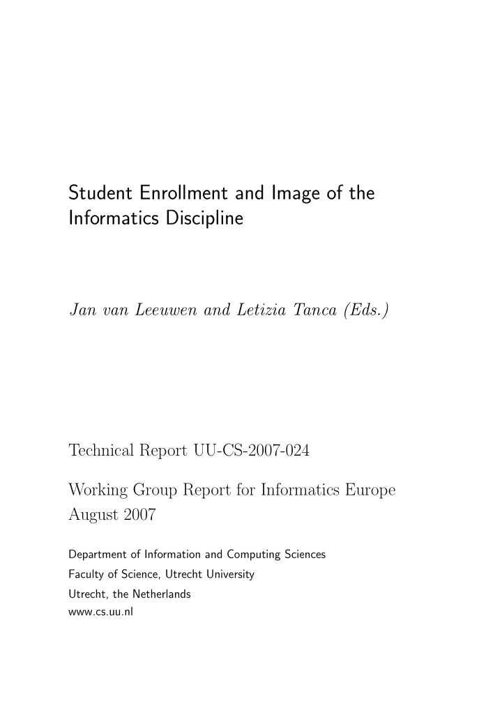 student enrollment and image of the informatics discipline