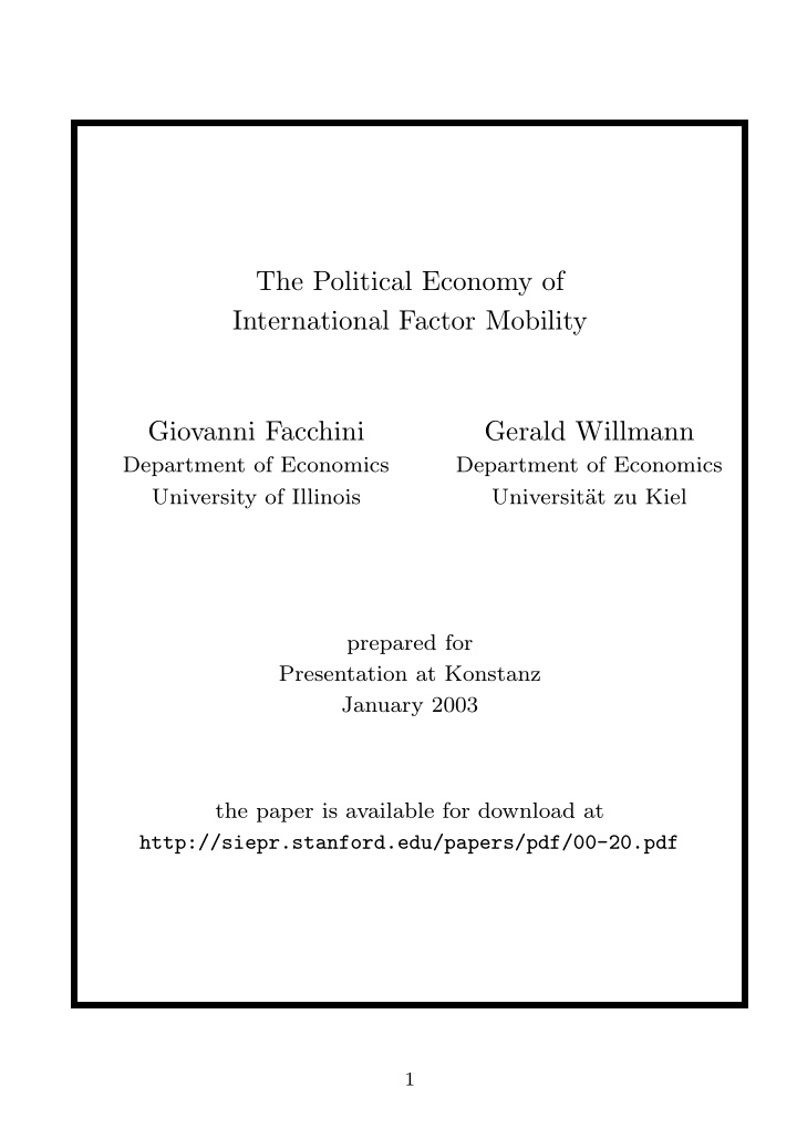 the political economy of international factor mobility