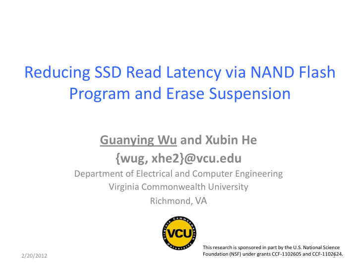 reducing ssd read latency via nand flash program and