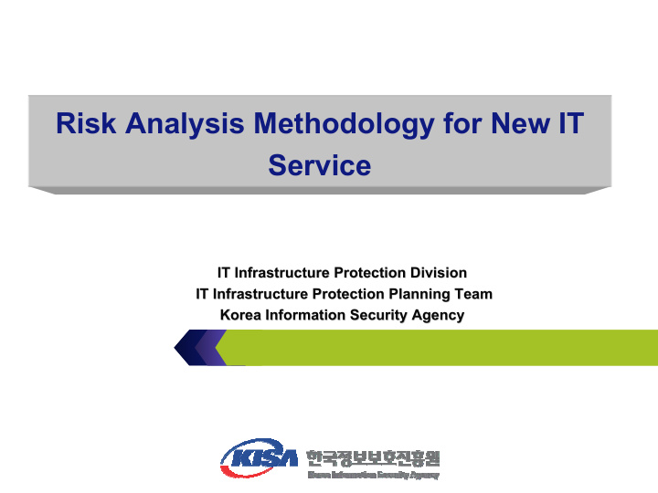 risk analysis methodology for new it service