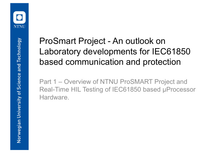 prosmart project an outlook on laboratory developments