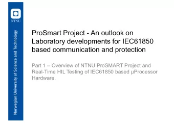 ProSmart Project  An outlook on  Laboratory developments for IEC61850  based communication and