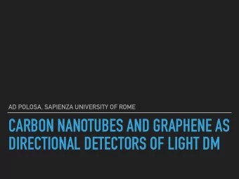 CARBON NANOTUBES AND GRAPHENE AS  DIRECTIONAL DETECTORS OF LIGHT DM  CNT AS IONS CHANNELS  The