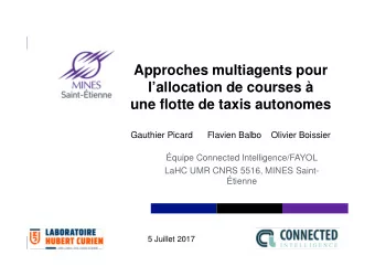 Approches multiagents pour  lallocation de courses   une flotte de taxis autonomes  Gauthier