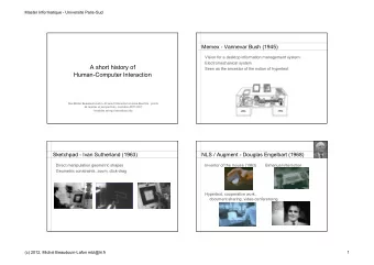 A short history of  Seen as the ancestor of the notion of hypertext  Human-Computer Interaction See