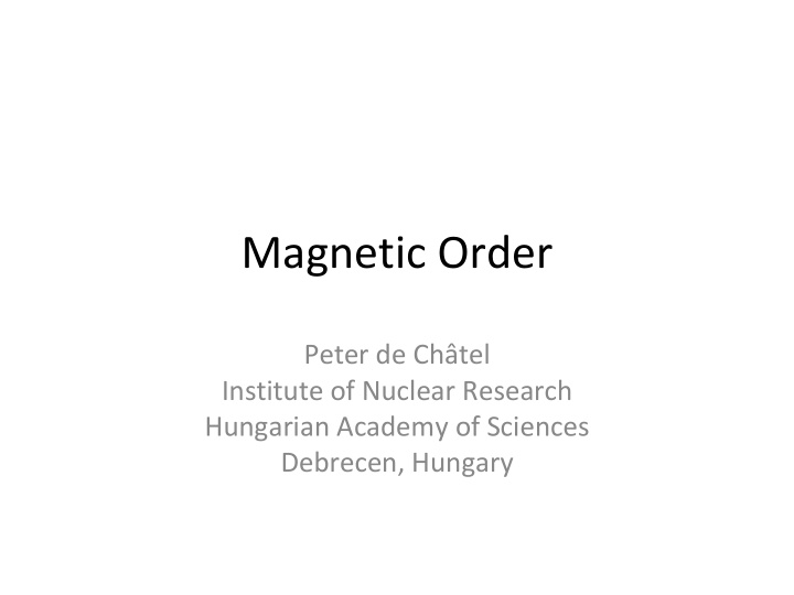 magnetic order
