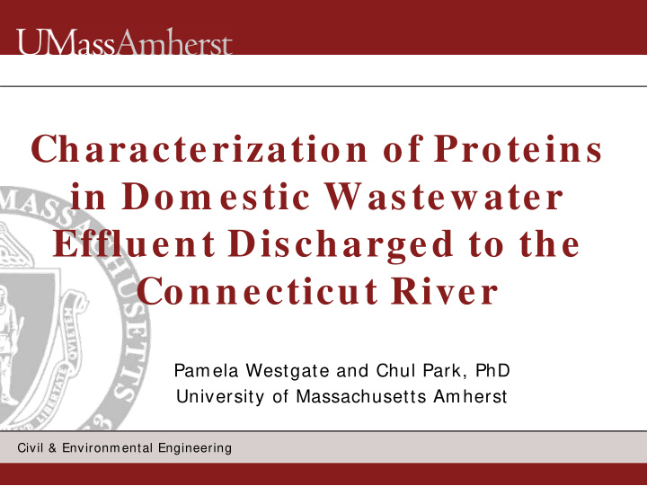 characterization of proteins in dom estic wastewater