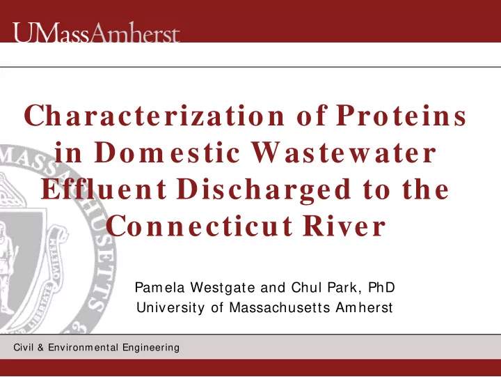 characterization of proteins in dom estic wastewater