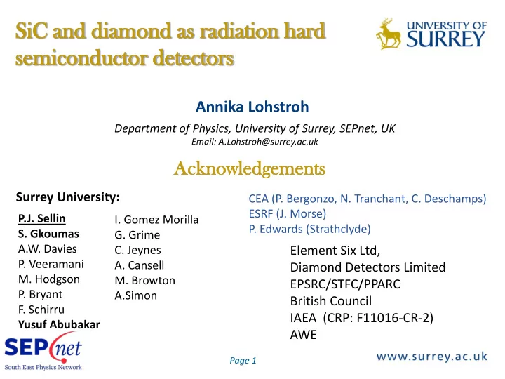 sic and nd diamond amond as s radiat diation ion hard rd