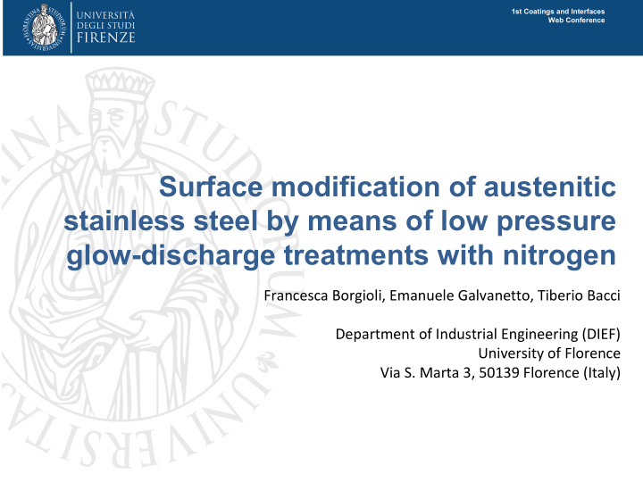 surface modification of austenitic stainless steel by