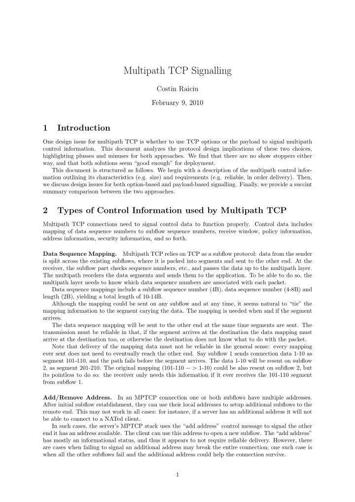 multipath tcp signalling
