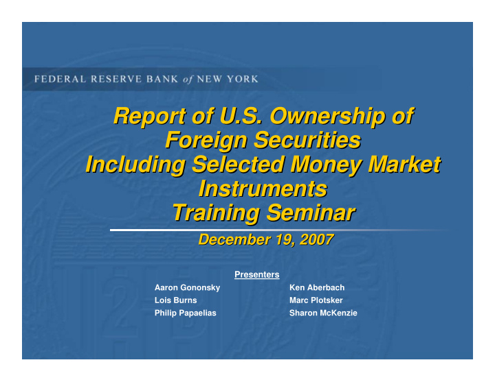 report of u s ownership of report of u s ownership of