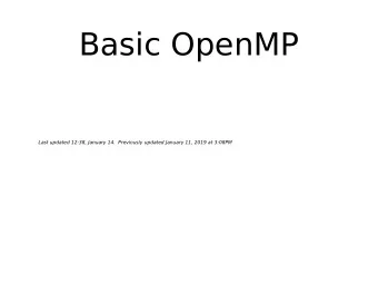 Basic OpenMP  Last updated 12:38, January 14.  Previously updated January 11, 2019 at 3:08PM  You