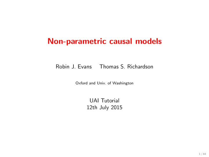 non parametric causal models