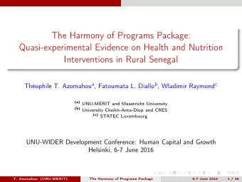 The Harmony of Programs Package:  Quasi-experimental Evidence on Health and Nutrition