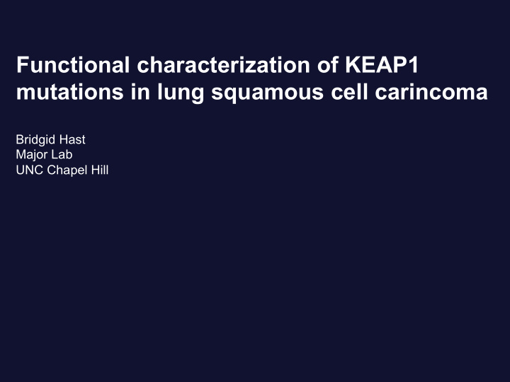 functional characterization of keap1 mutations in lung