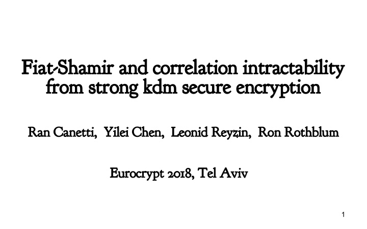 fiat shamir and correlation intractability from strong