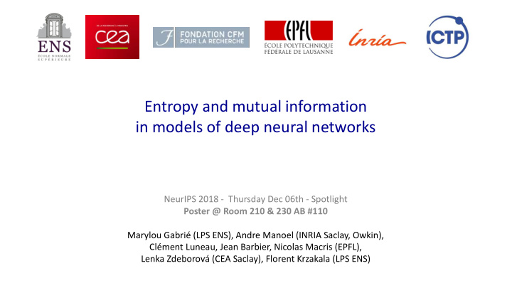 entropy and mutual information in models of deep neural
