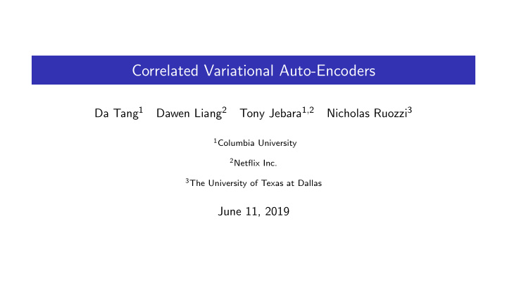 correlated variational auto encoders