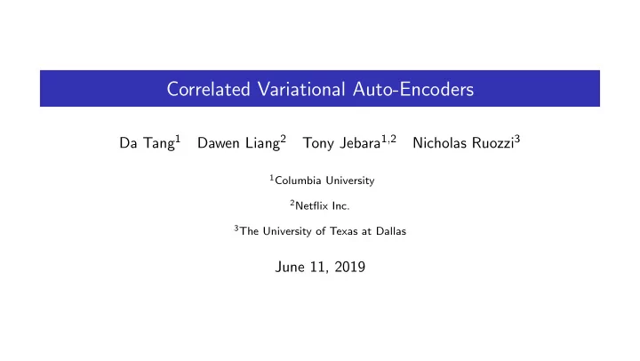 correlated variational auto encoders