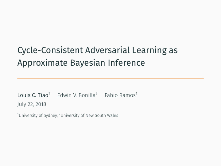 cycle consistent adversarial learning as approximate