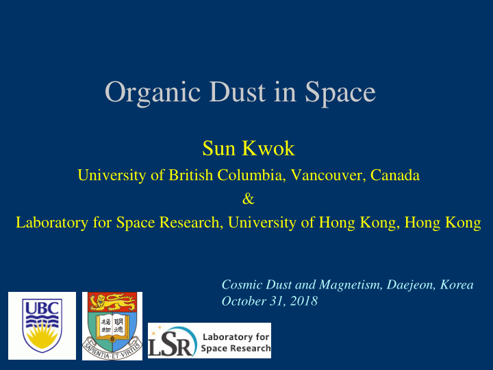 organic dust in space