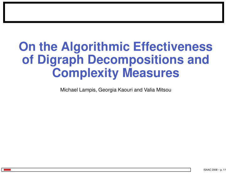 on the algorithmic effectiveness of digraph