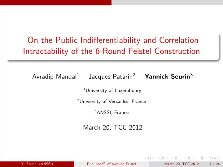 on the public indifferentiability and correlation