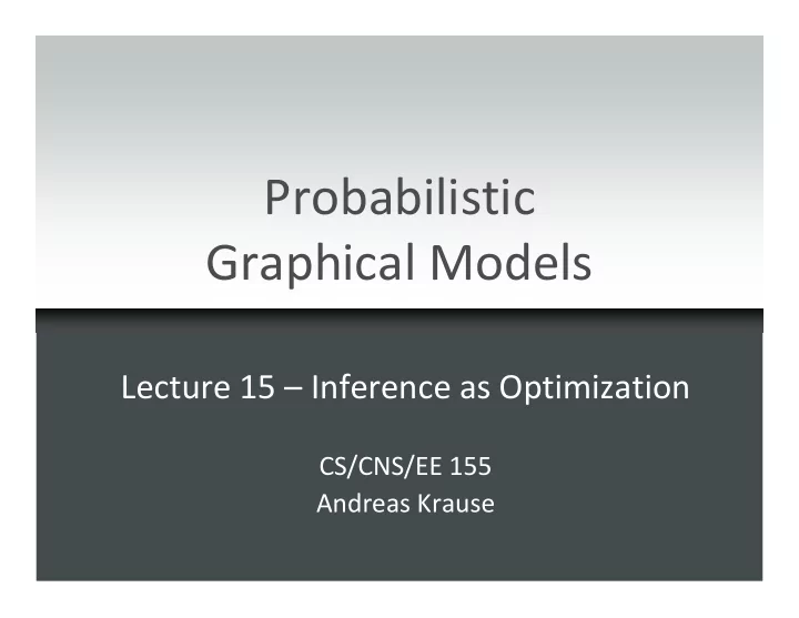 probabilistic graphical models