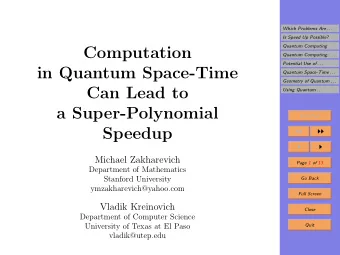 Computation  Quantum Computing: . . .  Potential Use of . . .  in Quantum Space-Time  Quantum