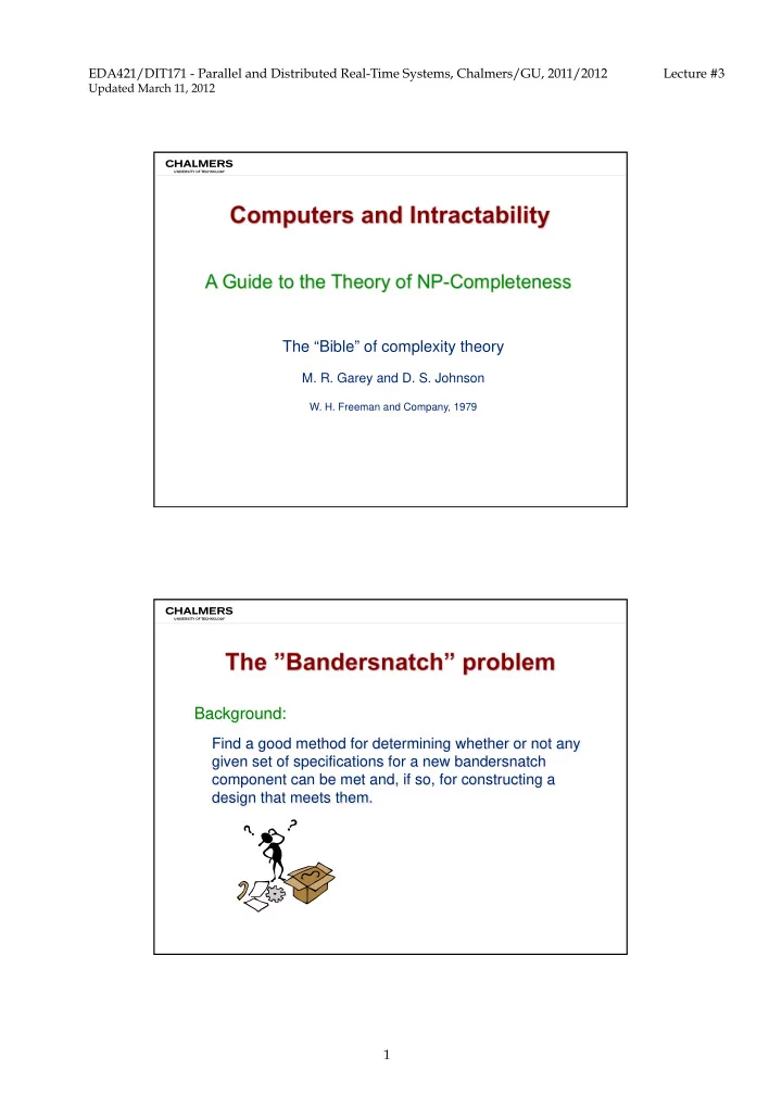 computers and intractability