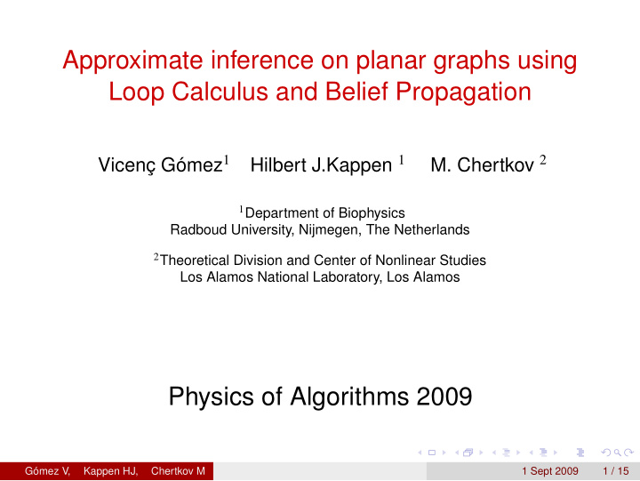 approximate inference on planar graphs using loop