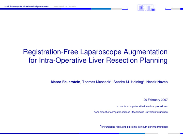 registration free laparoscope augmentation for intra