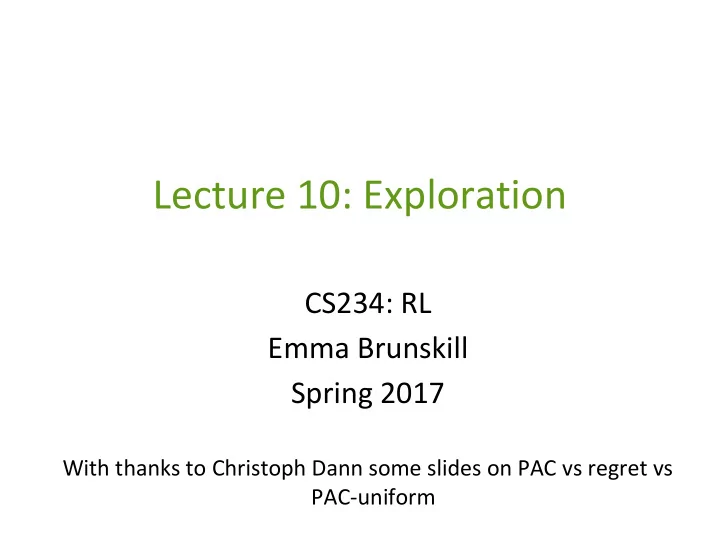lecture 10 exploration