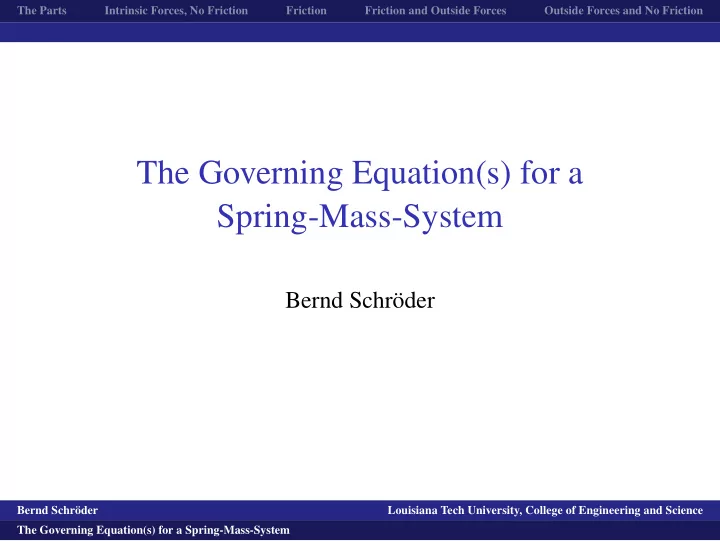 the governing equation s for a spring mass system