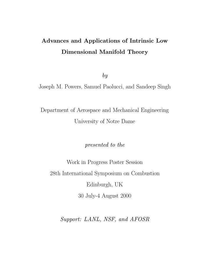 advances and applications of intrinsic low dimensional