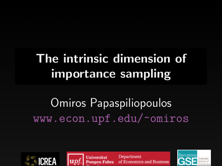 the intrinsic dimension of importance sampling omiros