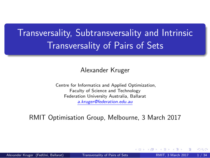 transversality subtransversality and intrinsic