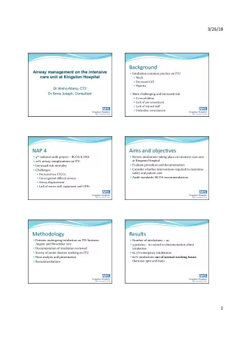 Background    Airway management on the intensive  Intubation  common  practice  on